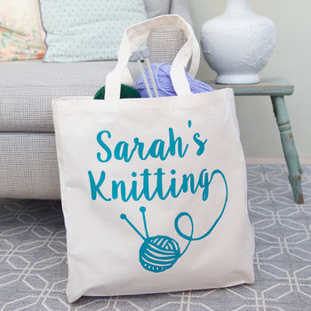 Personalised Canvas Knitting Bag, 2 of 5