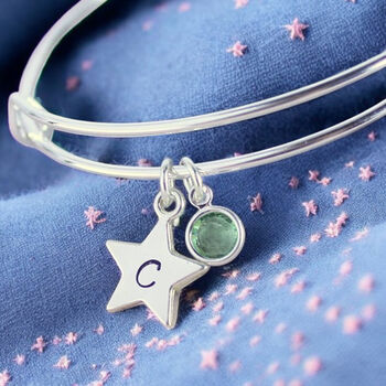 Personalised Star Birthstone Bangle, 2 of 9