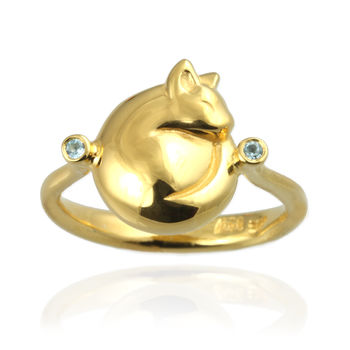 Personalised Cat Ring With Topaz, 5 of 9