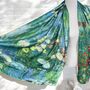 Water Lilies By Monet And Klimt Flower Garden Reversible Silk Blend Scarf, thumbnail 3 of 9