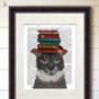 Grey Cat With Books, Book Print, Framed Or Unframed, thumbnail 2 of 6