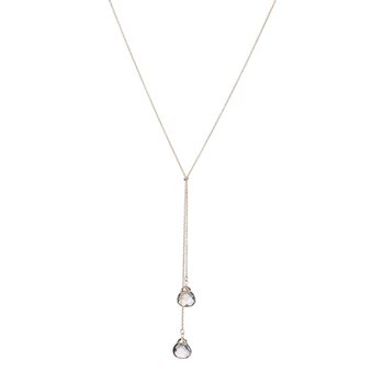 Long Silver Plated Double Chain Crystal Drop Necklace, 2 of 12