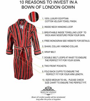Men's Egyptian Cotton Dressing Gown Ely, 4 of 10