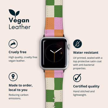 Y2k Colour Check Vegan Leather Apple Watch Band, 2 of 7