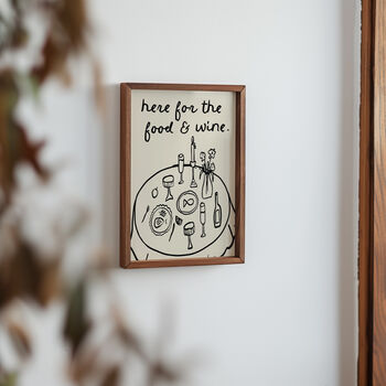 Here For The Food And Wine Illustrated Wall Art Print, 4 of 12