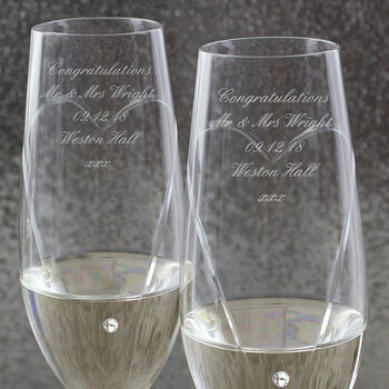 Personalised Hand Cut Heart Swarovski Champagne Flutes, 4 of 7