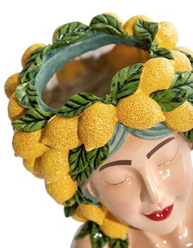 Handmade Lemon Head Lady Ceramic Vase, 6 of 7
