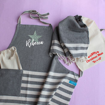 Personalised Cotton Apron, Tea Towels, Gift For Her, 5 of 12