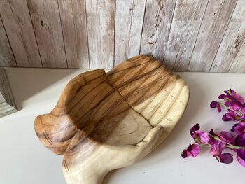 Hands Of Hope Wooden Hands Bowl Decor Handmade Ornament, 5 of 7