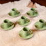 Set Of Six Porcelain Espresso Cup And Saucer Green, thumbnail 4 of 9