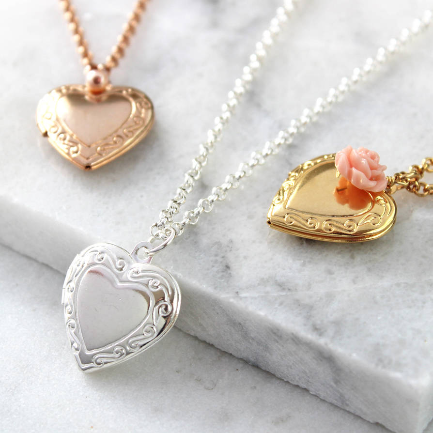 Vintage Filigree Heart Locket Necklace, Gold Heart Necklace with Silve –  PiggleAndPop