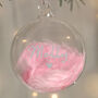 Personalised Pink Or Blue Feather Glass Bauble – Christmas Tree Decorations, thumbnail 9 of 10