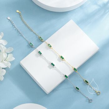 Baguette Chain Cz Satellite Bracelet In Sterling Silver, 6 of 12
