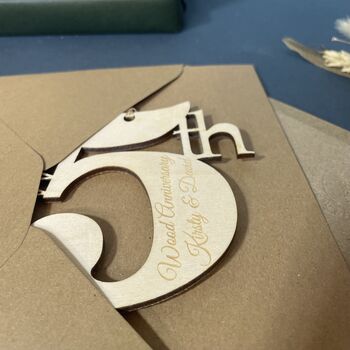 Personalised 5th Wood Wedding Anniversary Card, 6 of 10