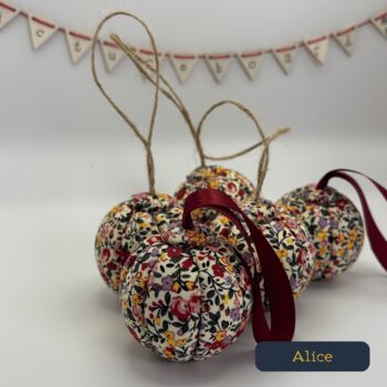 Handmade Fabric Christmas Baubles 6cm, Ribbon Loop, 3 of 12