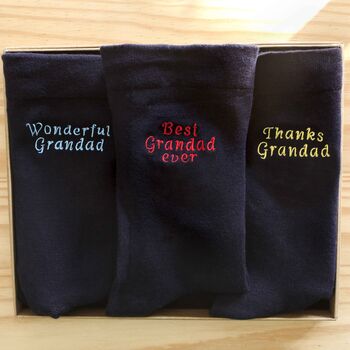 Personalised Name Gift For Grandfather Grandad Sock Set, 4 of 10