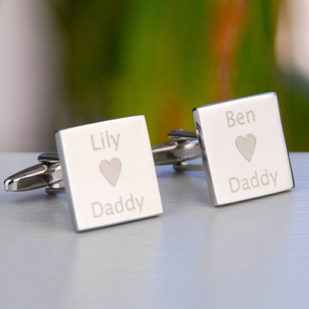 I Love My Dad Heart Fathers Day Christmas Gift Men's Silver White Cufflinks Mens 