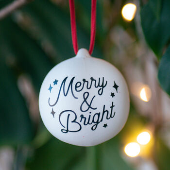 Merry And Bright Ceramic Christmas Bauble, 3 of 5