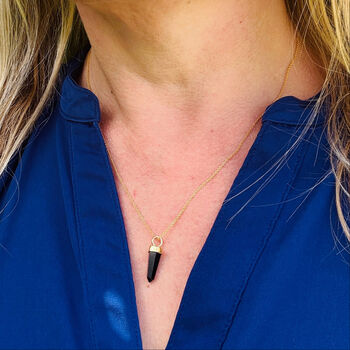 The En Pointe Black Tourmaline Necklace, Gold, 4 of 7