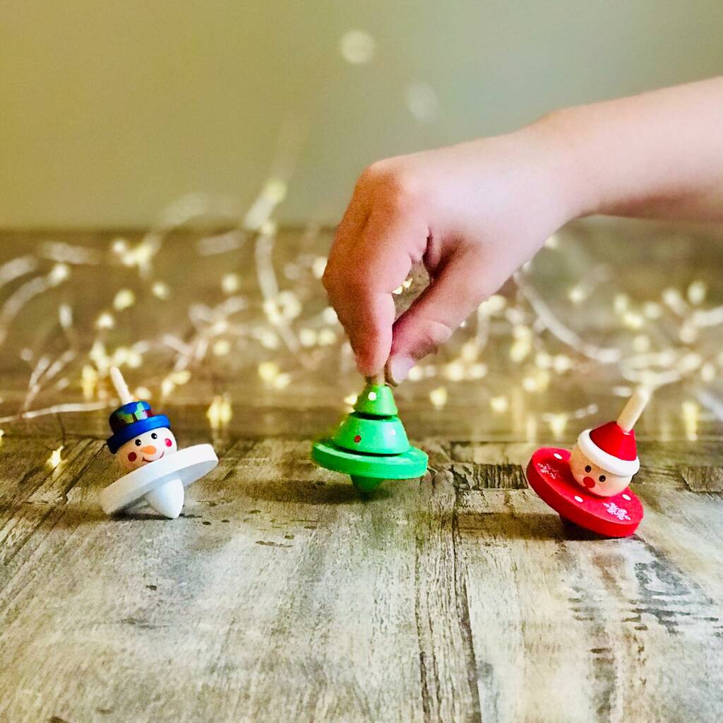 Image of Three Wooden Christmas Spinners