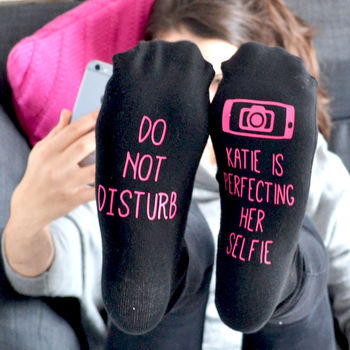 Do Not Disturb Selfie Socks By Solesmith | notonthehighstreet.com