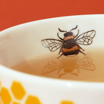 G Decor Beehives Contrast Gold Ceramic Tea Coffee Mug, 4 of 5