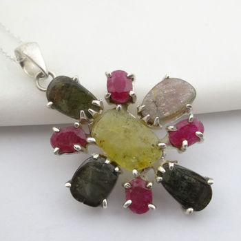 Multi Tourmaline And Ruby Silver Necklace, 2 of 4