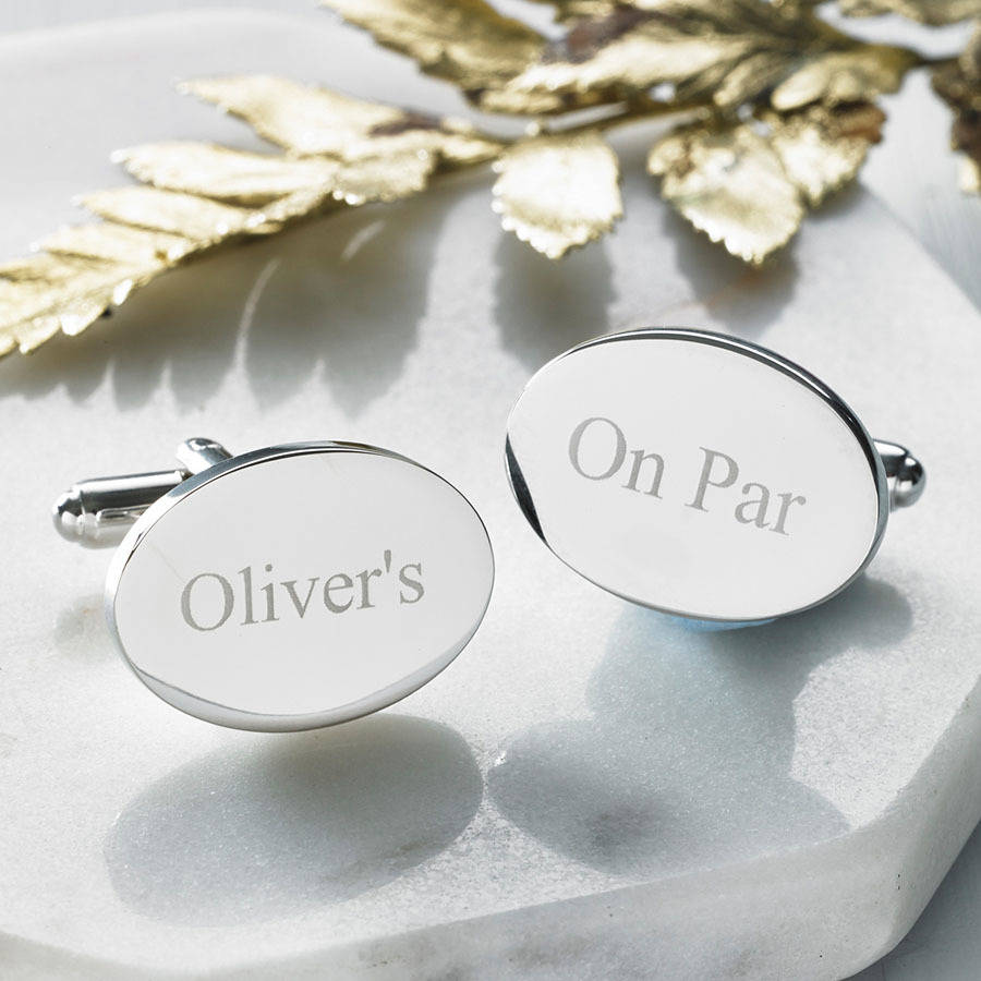 Personalised Polished Silver Plated Oval Cufflinks, 1 of 8