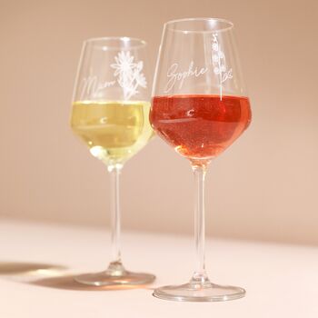 Personalised Birth Flower Wine Glass, 5 of 7