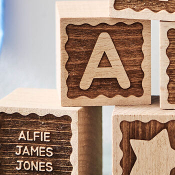 Personalised Christening Gift Scalloped Building Block Keepsake, 3 of 5