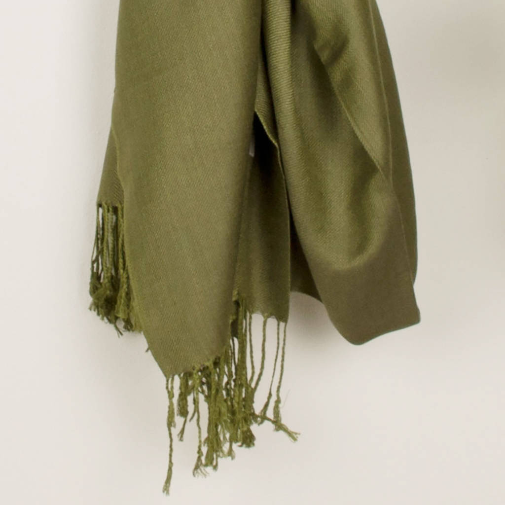green pashmina shawl with tassels by dibor | notonthehighstreet.com