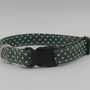 Dark Green Polkadot Dog Collar, thumbnail 2 of 12