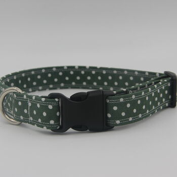 Dark Green Polkadot Dog Collar, 2 of 12