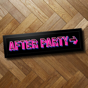 'After Party' Neon Style Framed Typographic Print, 3 of 3