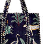 Jungle Print Large Quilted Cotton Tote Bag In Navy Blue, thumbnail 4 of 5