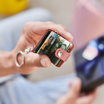 Personalised Leather Eight Photo Mini Book Keyring For Grandad With Hot Stamped Initials, Name Or Date, 8 of 12