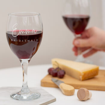 Personalised Wedding Bridal Party Wine Glass, 2 of 3