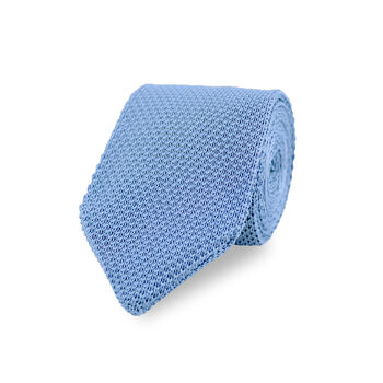 Light Blue Square End Knitted Neck Tie, 7 of 9