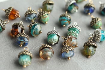 Verdigris Pearl Acorn Necklace, 6 of 11