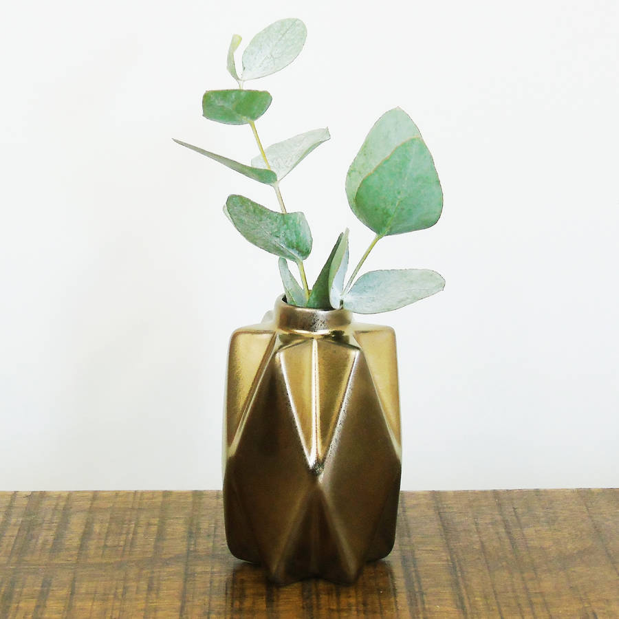 Bronze Geometric Small Vase, 1 of 3