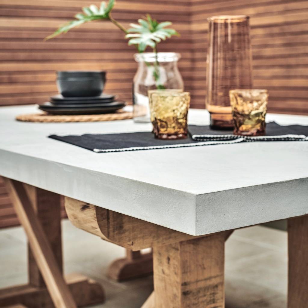 Concrete And Oak Outdoor Dining Table By Rust Collections