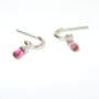 Silver Or Gold Vermeil Plated Pink Tourmaline Hoops, thumbnail 1 of 4