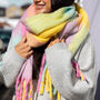 Pastel Check Winter Scarf, thumbnail 3 of 4