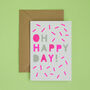 Oh Happy Day! Handmade Card Neon Pink/Grey, thumbnail 7 of 7