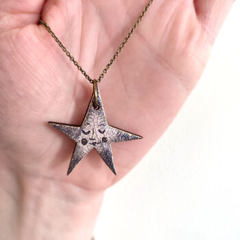Sepia And Gold Star Necklace, 2 of 3