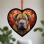 Shar Pei Stained Glass Effect Heart Suncatcher, thumbnail 2 of 5