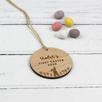 Baby's First Easter Wooden Gift Tag Decoration, 2 of 5