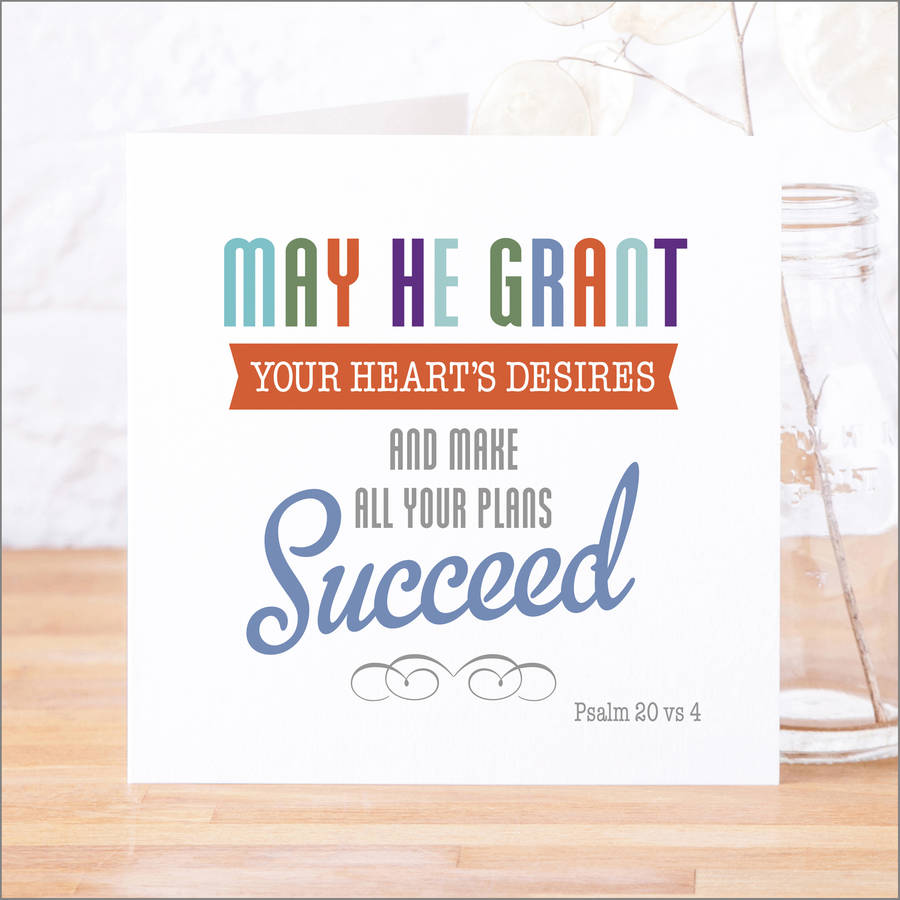 'May All Your Plans Succeed' Contemporary Bible Card, 1 of 4