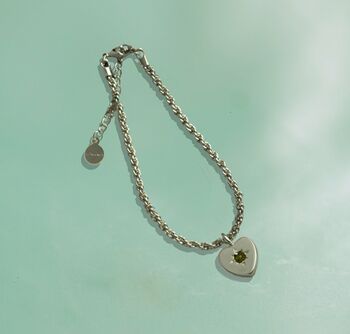 Peridot Heart Charm Rope Bracelet, 2 of 8