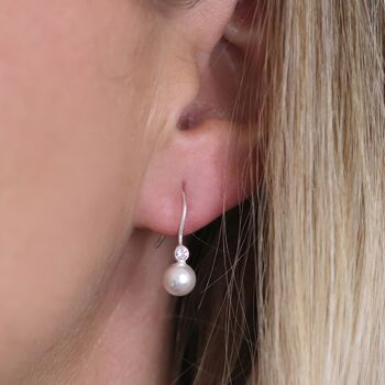 Sterling Silver Pearl Drop Earrings, 3 of 8